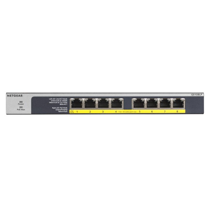 NETGEAR GS108LP Unmanaged Gigabit Ethernet (10/100/1000) Power over…