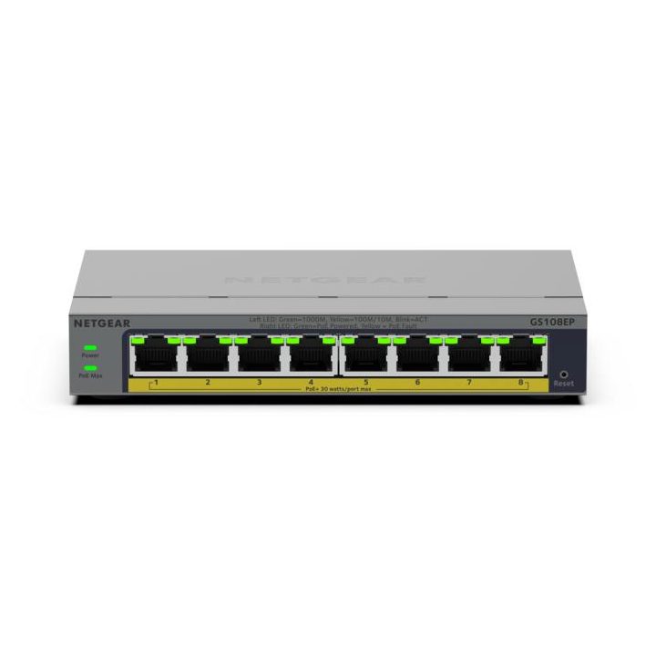 NETGEAR GS108EP Gerido L2/L3 Gigabit Ethernet (10/100/1000) Cinzento
