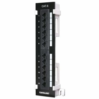 Intellinet Painel de patch, Cat6, mural, UTP, 12 portas, preto