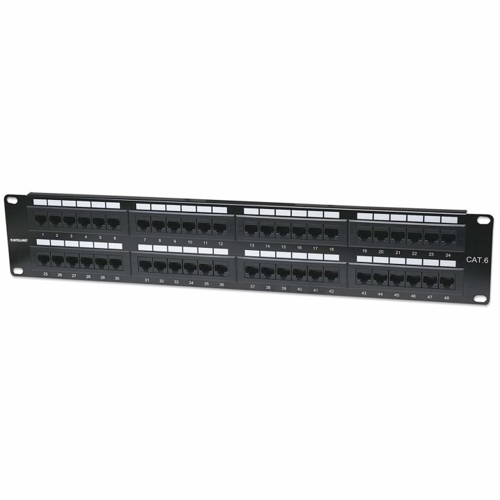 Intellinet Painel de patch Cat6, UTP, 48 portas, 2U, preto