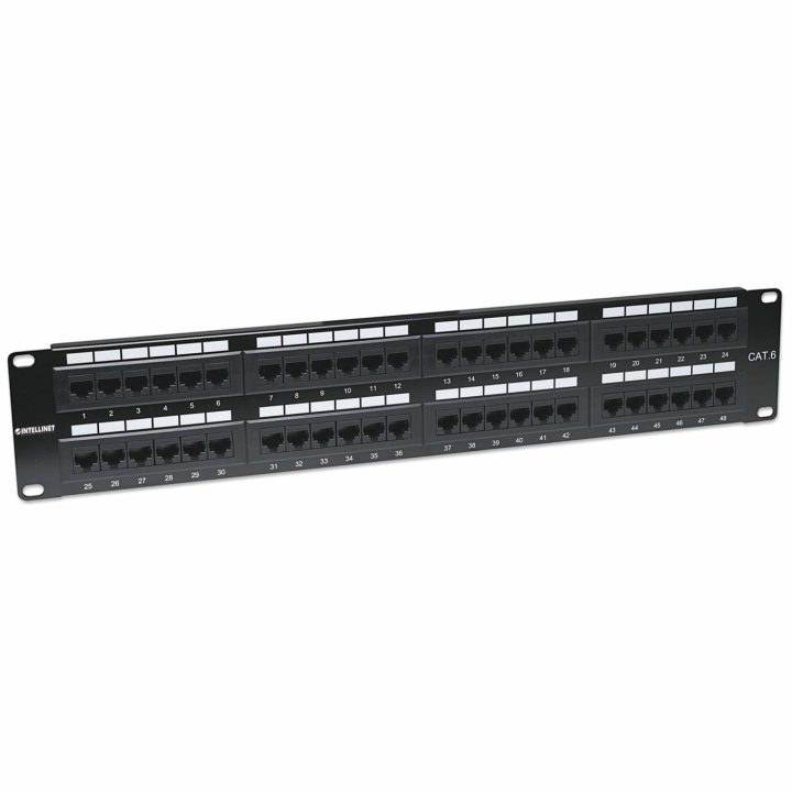 Intellinet Painel de patch Cat6, UTP, 48 portas, 2U, preto