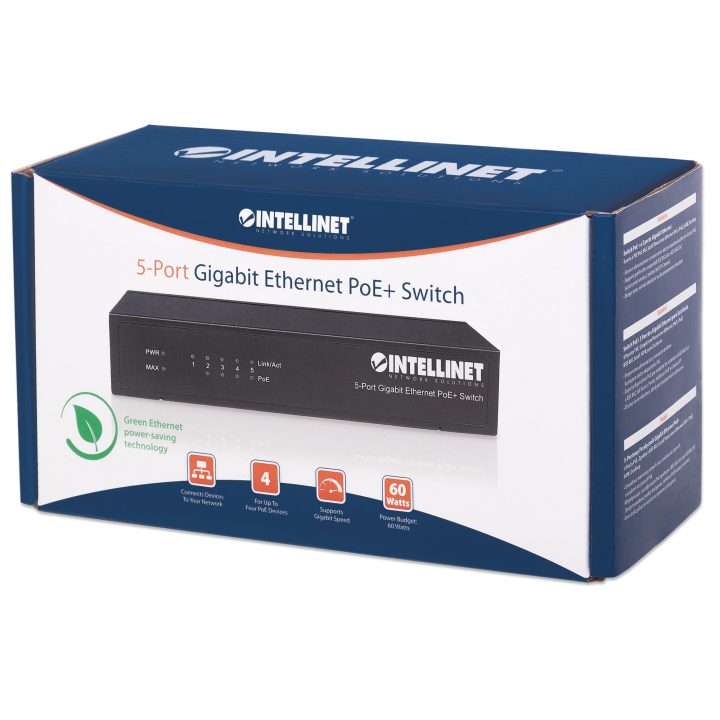 Intellinet Commutateur réseau (switch) Gigabit Ethernet PoE+ 5 ports…