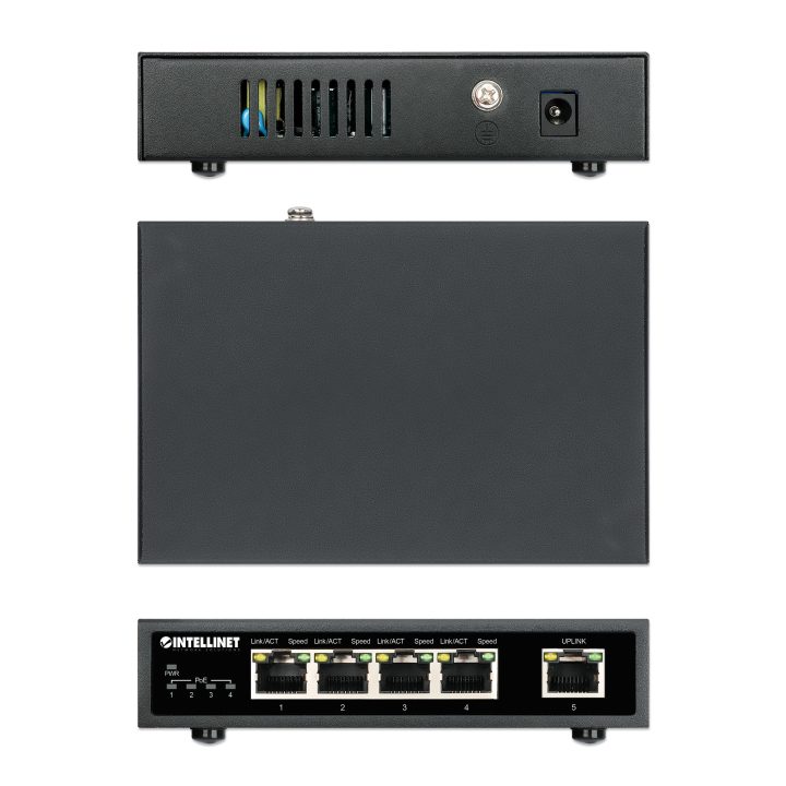 Intellinet Gigabit Ethernet PoE+ Network Switch, 5 Ports, 4 PoE PSE…