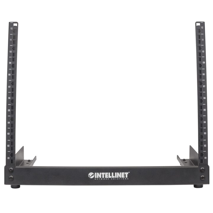 Intellinet 19" Open Frame Desktop Network Rack, 12U, Black, Kit, Max…
