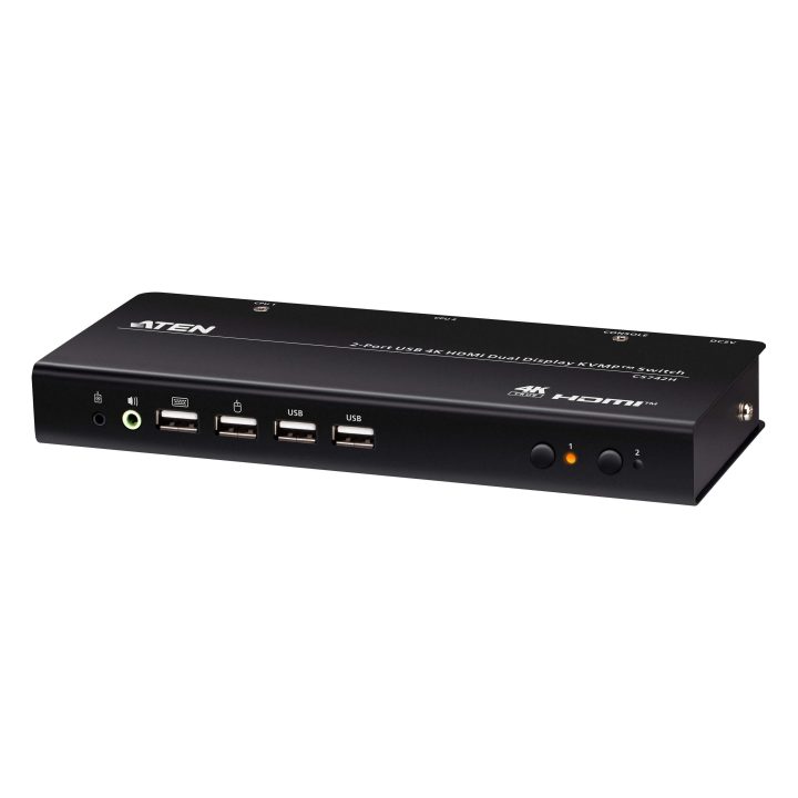 ATEN Comutador KVMP de duplo ecrã com 2 portas USB 4K HDMI (cabos…