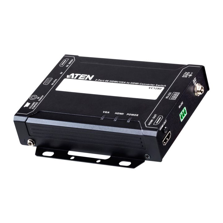 ATEN Switch con conversor de 2 puertos VGA/HDMI a HDMI 4K