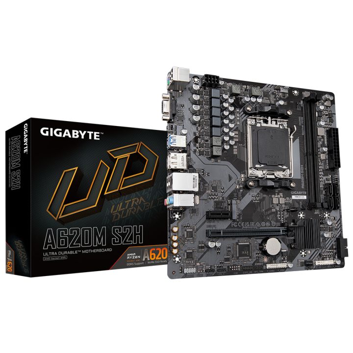 GIGABYTE A620M S2H Motherboard - Supports AMD Ryzen 8000 CPUs, 5+2+2…