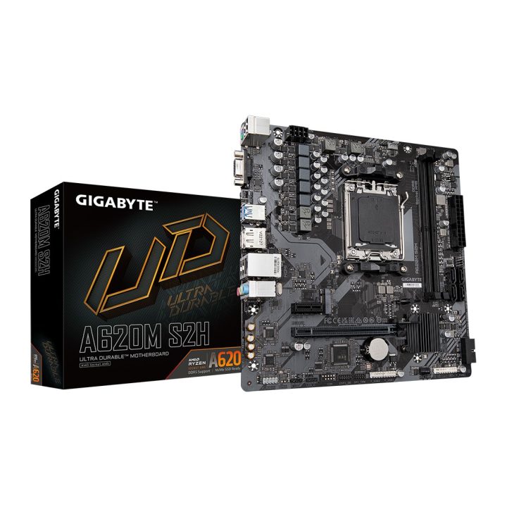 GIGABYTE A620M S2H Motherboard - Suporta CPUs AMD Ryzen 8000, VRM…