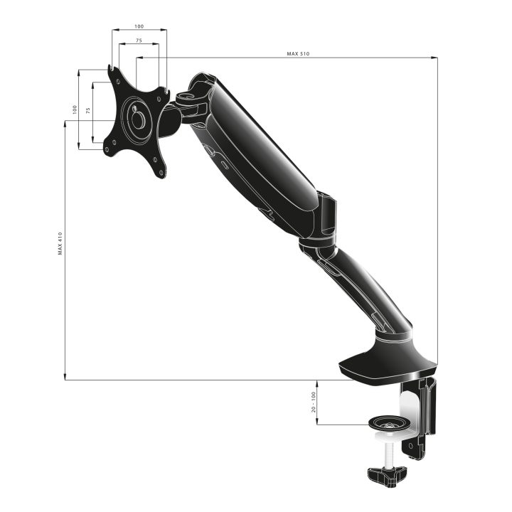 iiyama DS3001C-B1 suporte para monitor 27" Secretária Preto
