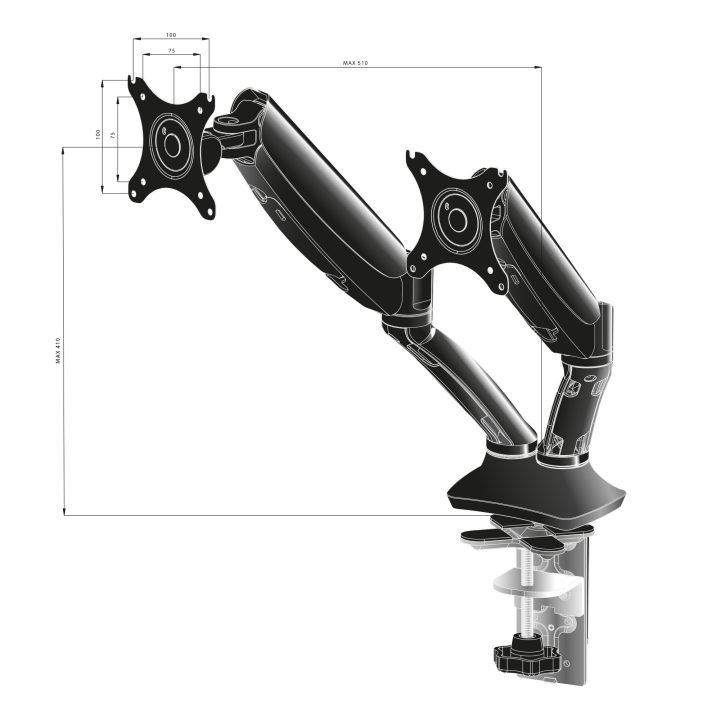 iiyama DS3002C-B1 soporte para monitor 27" Escritorio Negro