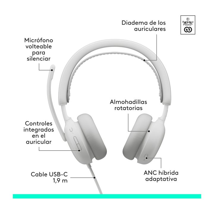 Logitech Zone Wired 2 auriculares de diadema con cable