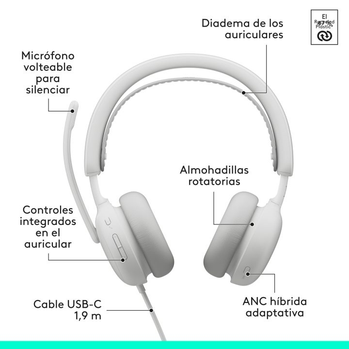 Logitech Zone Wired 2 auriculares de diadema con cable