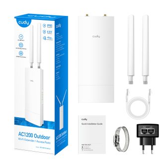 Cudy RE1200 Outdoor Repetidor de rede Branco 10, 100 Mbit/s