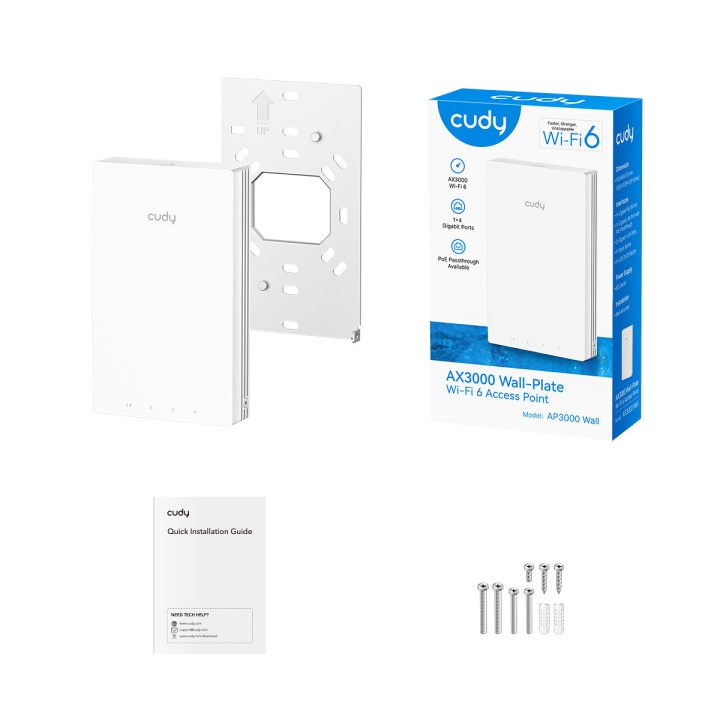 Cudy AX3000 Gigabit Wall-Plate Wi-Fi 6 Access 2976 Mbit/s Branco…