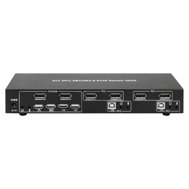 Techly IDATA DP-KVM2 interruptor KVM preto