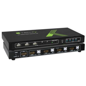 Techly 4x1 USB HDMI KVM Switch 4Kx2K IDATA KVM-HDMI4U KVM Switch Black