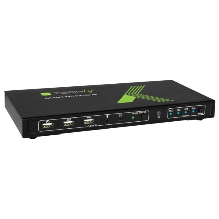 Techly 4x1 USB HDMI KVM Switch 4Kx2K IDATA KVM-HDMI4U interruptor KVM…