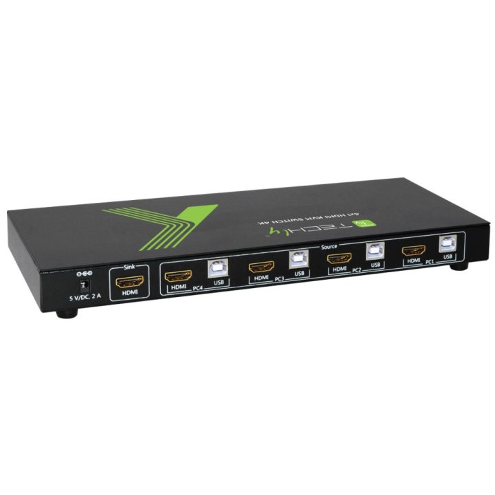 Techly 4x1 USB HDMI KVM Switch 4Kx2K IDATA KVM-HDMI4U interruptor KVM…
