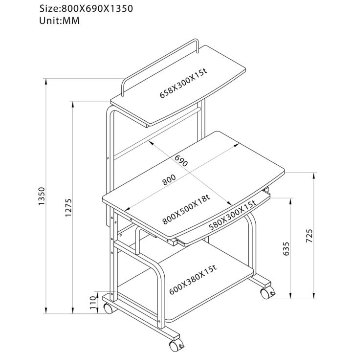 Techly ICA-TB 7800BK escritorio para ordenador Negro