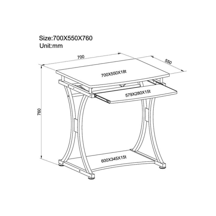 Techly ICA-TB 328BK Black Computer Desk