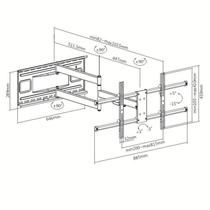Techly ICA-PLB 490 TV Mount 2.03 m (80") Black