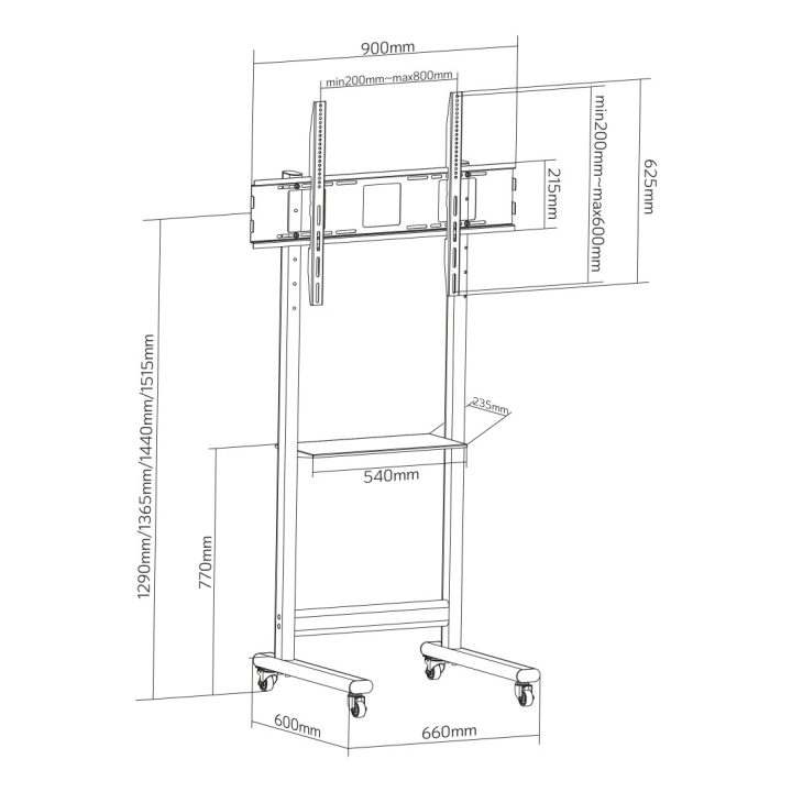 Techly ICA-TR74 TV Stand 2.29 m (90") Black