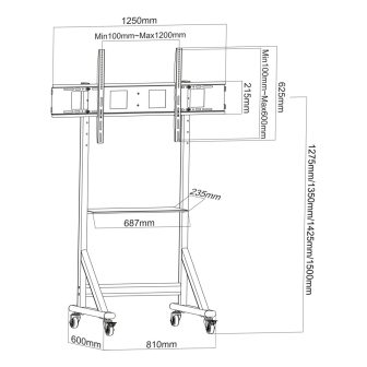 Techly ICA-TR7412 suporte para TV 2,54 m (100") Preto