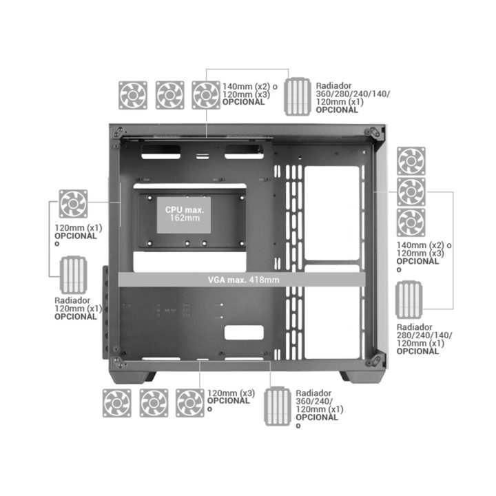 Mars Gaming MCV4 Rosa, Torre Gaming Custom XXL E-ATX, Ventana Cristal…