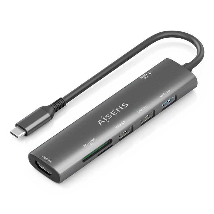 AISENS USB-C Dock 7 en 1, USB-C A, 1x HDMI, 2x USB-A USB2.0, 1x USB-A…
