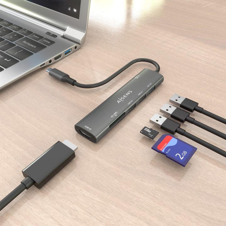 AISENS USB-C Dock 7 en 1, USB-C A, 1x HDMI, 2x USB-A USB2.0, 1x USB-A…