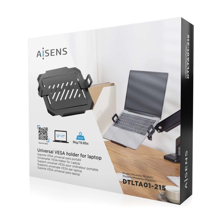 AISENS Universal Laptop Stand for 12-17" Monitors, Black