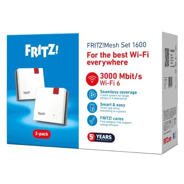 Fritz! Mesh WiFi Set 1600 2-pk Repeater WiFi6 (20003126)