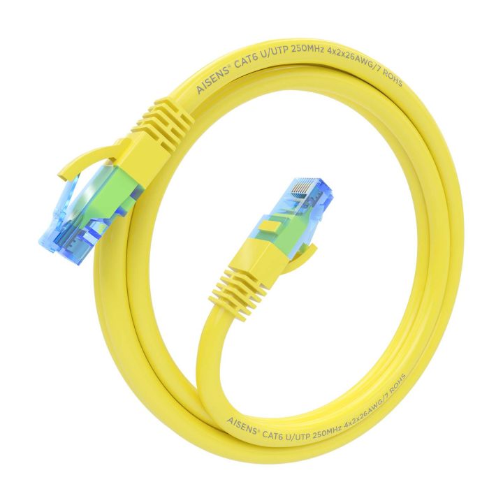 AISENS Cabo de Rede Latiguillo RJ45 Cat.6 UTP AWG26 CCA, Amarelo, 1,0…