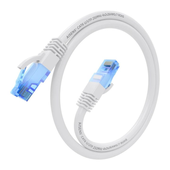 AISENS Cat.6 UTP AWG26 CCA RJ45 Patch Cable, White, 25 cm