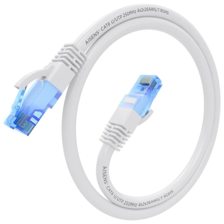 AISENS Cable De Red Latiguillo RJ45 Cat.6 UTP AWG26 CCA, Blanco, 25 cm