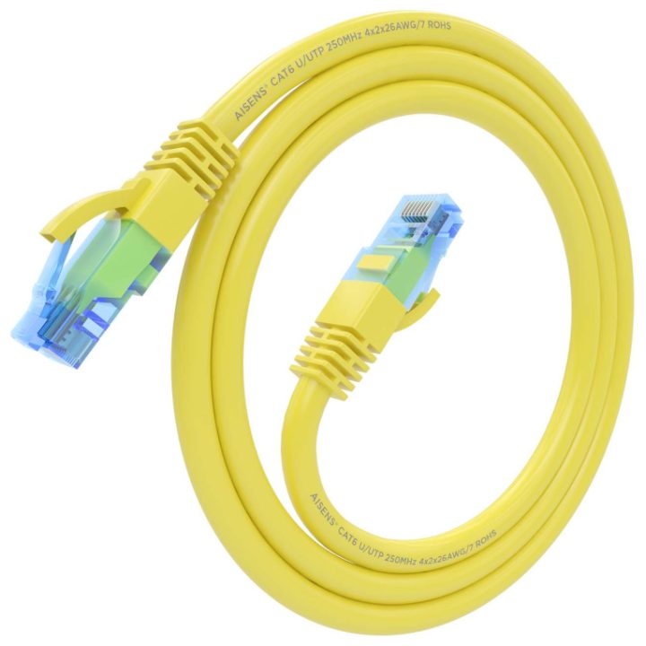 AISENS Cat.6 UTP AWG26 CCA RJ45 Patch Cable, Yellow, 30 cm