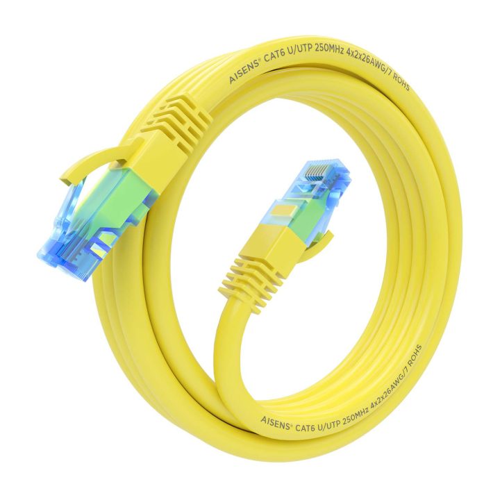 AISENS Cat.6 UTP AWG26 CCA RJ45 Patch Cable, Yellow, 30 cm