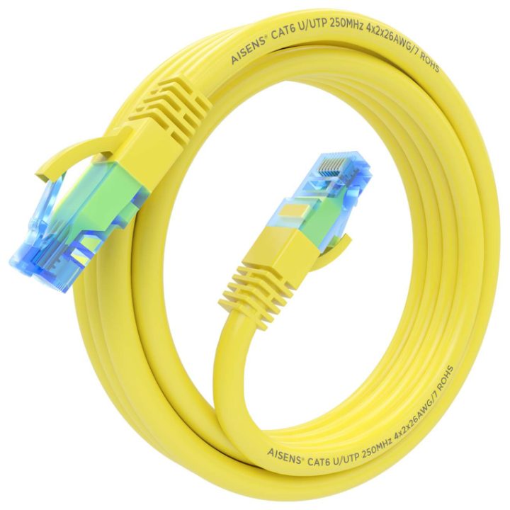 AISENS Cat.6 UTP AWG26 CCA RJ45 Patch Cable, Yellow, 30 cm