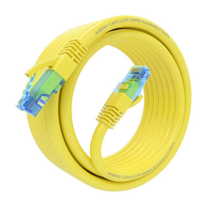 AISENS Cat.6 UTP AWG26 CCA RJ45 Patch Cable, Yellow, 30 cm