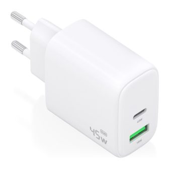 AISENS Cargador GaN 45W, 1xUSB-C PD3.0 QC4.0, 1xUSB-A QC3.0, Blanco