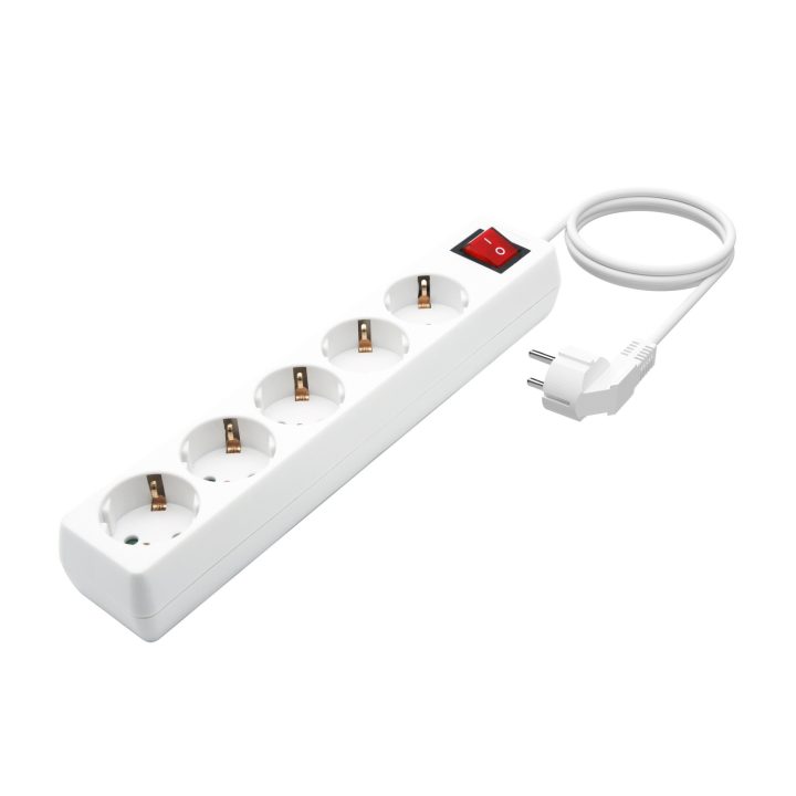 AISENS 5-Outlet Power Strip with Switch and 3×1.5mm2 Cable, White…