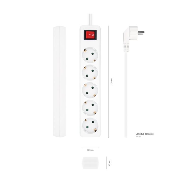 AISENS Base Multiple 5 Tomas con Interruptor con Cable 3×1.5mm2…