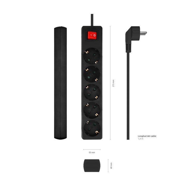 AISENS 5-Outlet Power Strip with Switch and 3×1.5mm2 Cable, White…