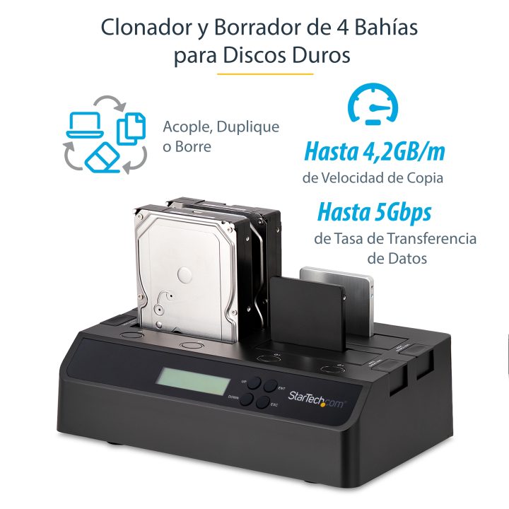 StarTech.com Clonador Apagador Autónomo USB 3.0 / eSATA para SATA de…