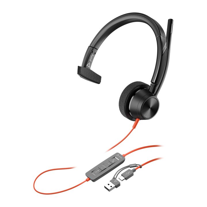 HP Poly Poly Blackwire 3315 Mono Headset USB-C + 3.5 mm Connector +…