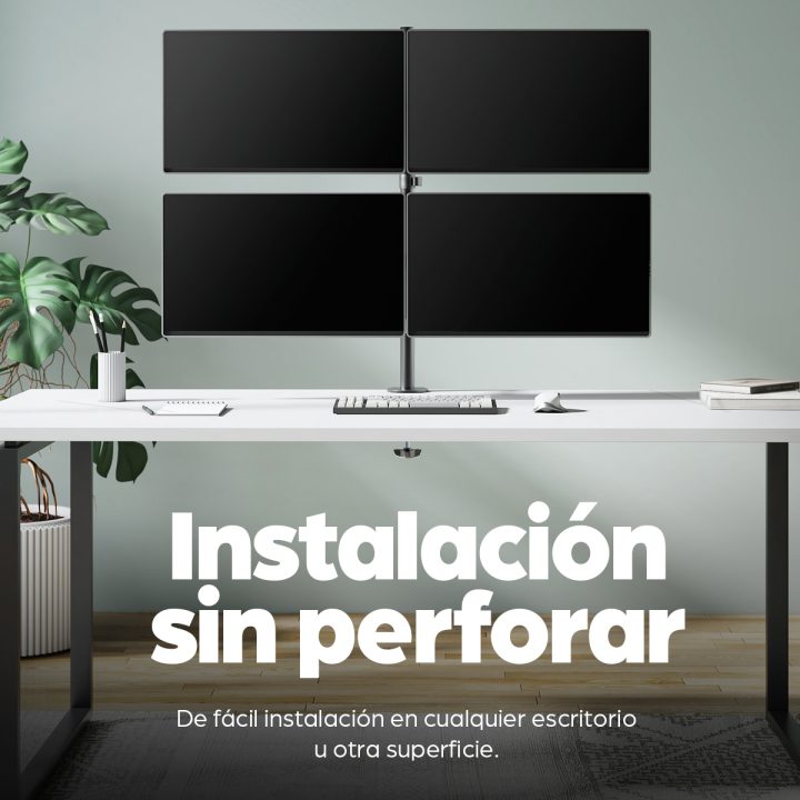 Suporte de secretária Manhattan para 4 monitores, ecrãs 10"–27", base…