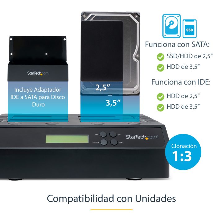 StarTech.com Clonador Apagador Autónomo USB 3.0 / eSATA para SATA de…