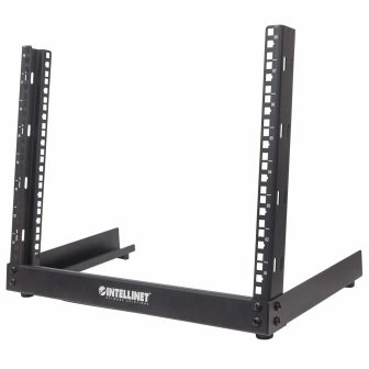 Baia de rede aberta Intellinet 19" de secretária, 8U, preta, em kit
