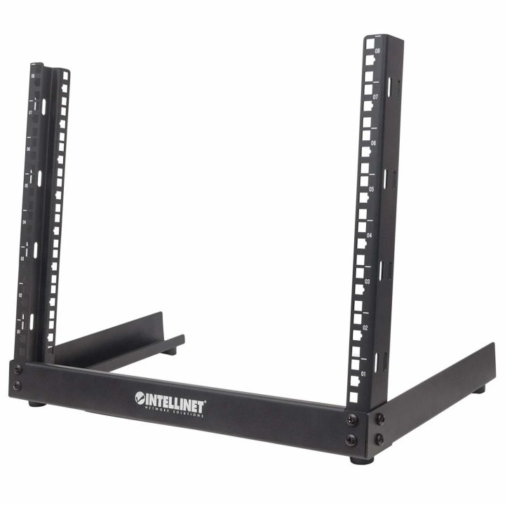 Intellinet 19" Open Frame Desktop Network Rack, 8U, Black, Kit