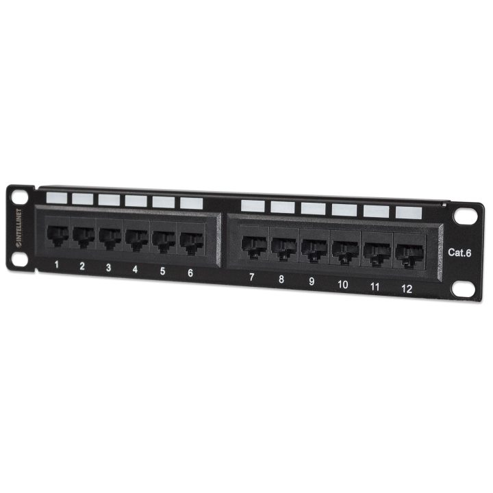 Intellinet Cat6 Patch Panel, 10", UTP, 1U, 12 ports, black